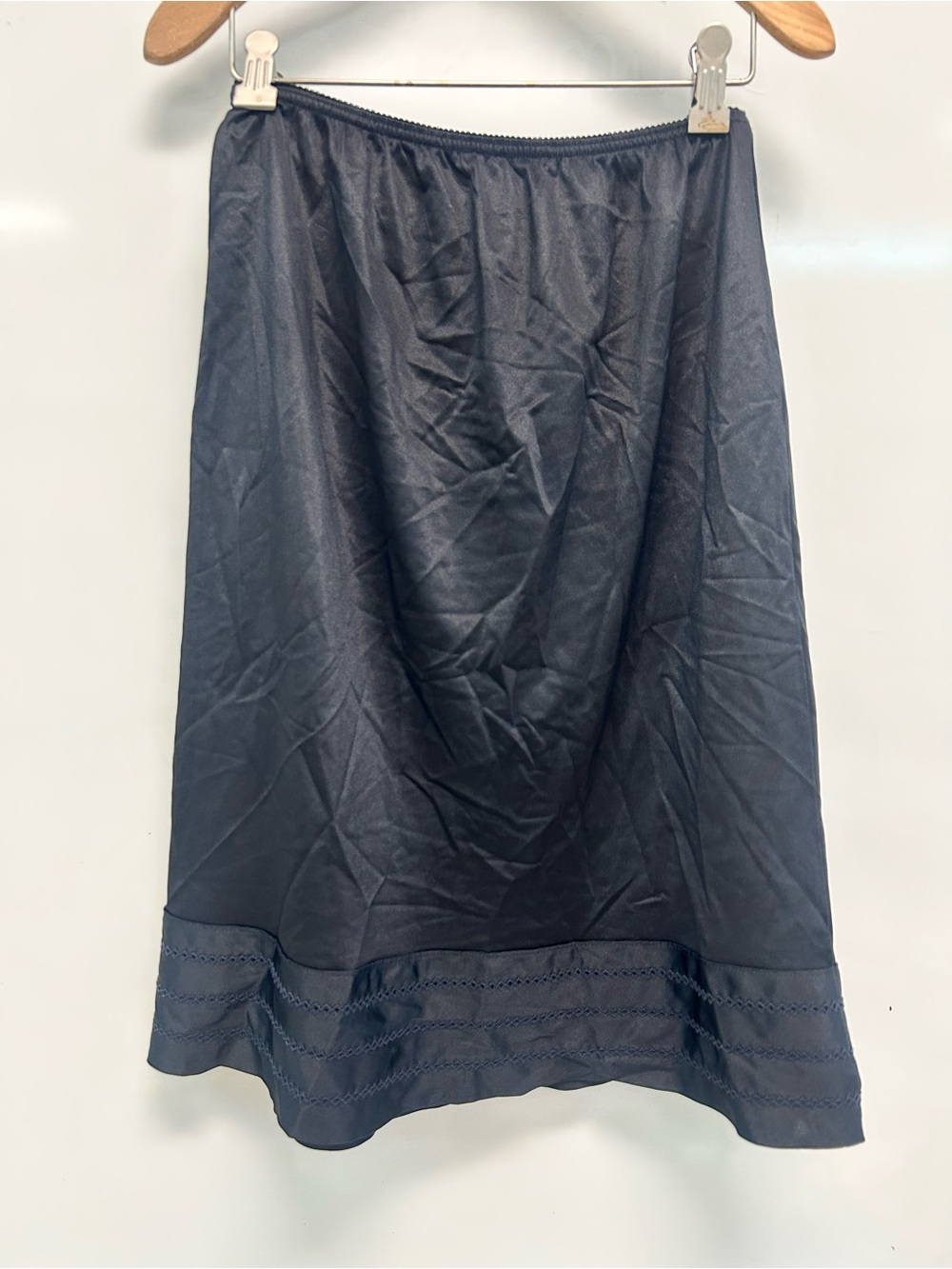 Vintage black nylon slip skirt L